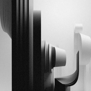 Imagen en blanco y negro de figuras abstractas